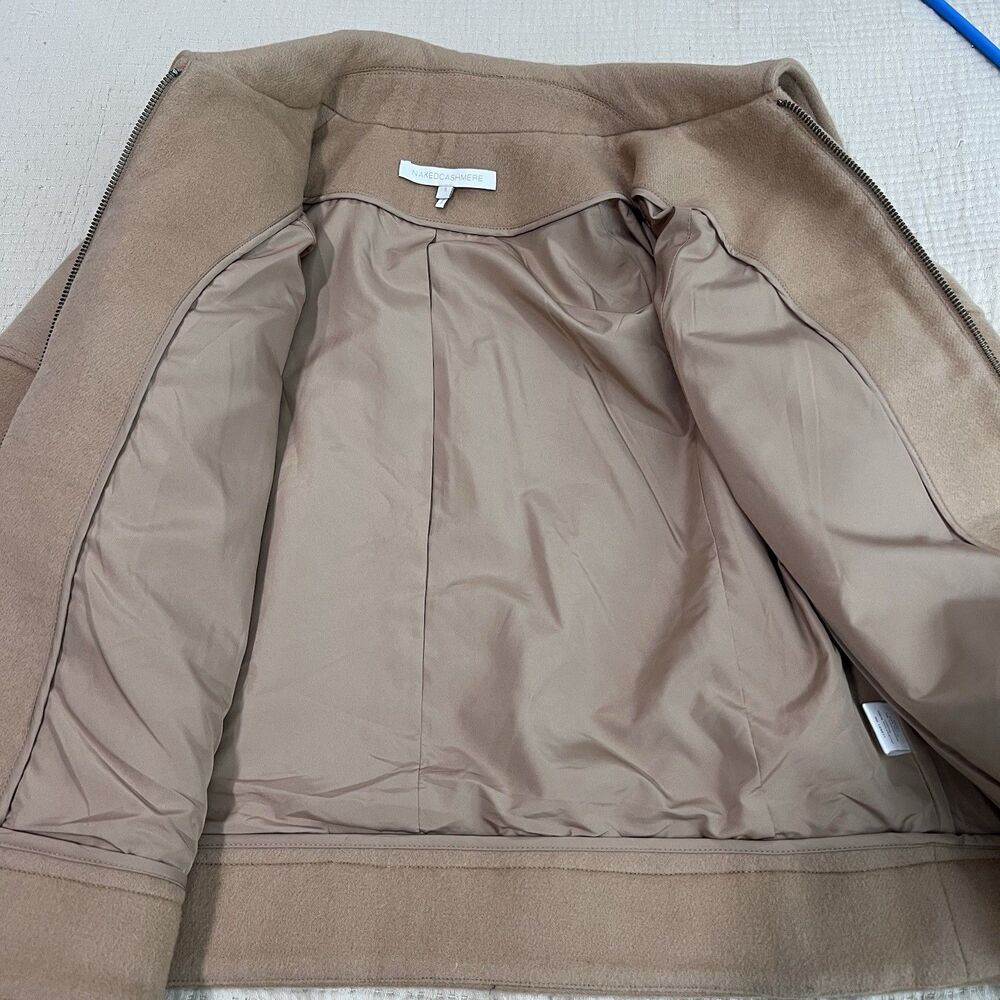NAKED CASHMERE Wool Jacket Women Small Tan Cropped Full Zip Pocket Neutral $495 - Picture 8 of 16
